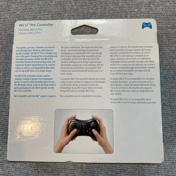 Nintendo Wii U Pro Controller Black Wireless Gamepad WUP-005 Original Box